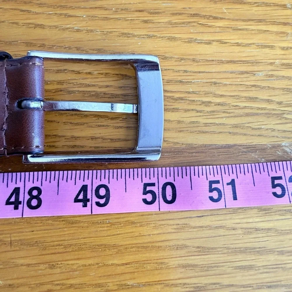 Brown Stretch‎ Braided Belt Faux Leather Silver Buckle 50